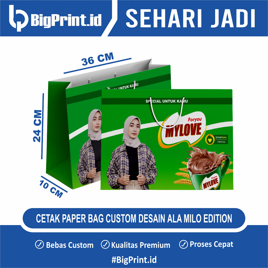 

Custom Paper Bag Kado Muka Foto Sendiri Desain Ala Milo Edition | Termurah