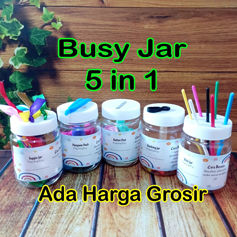 6uDiskon Promo Mainan Busy Jar 5 in 1 Edukasi Anak Montessori Montesori Motorik Motoric Sensori Sens