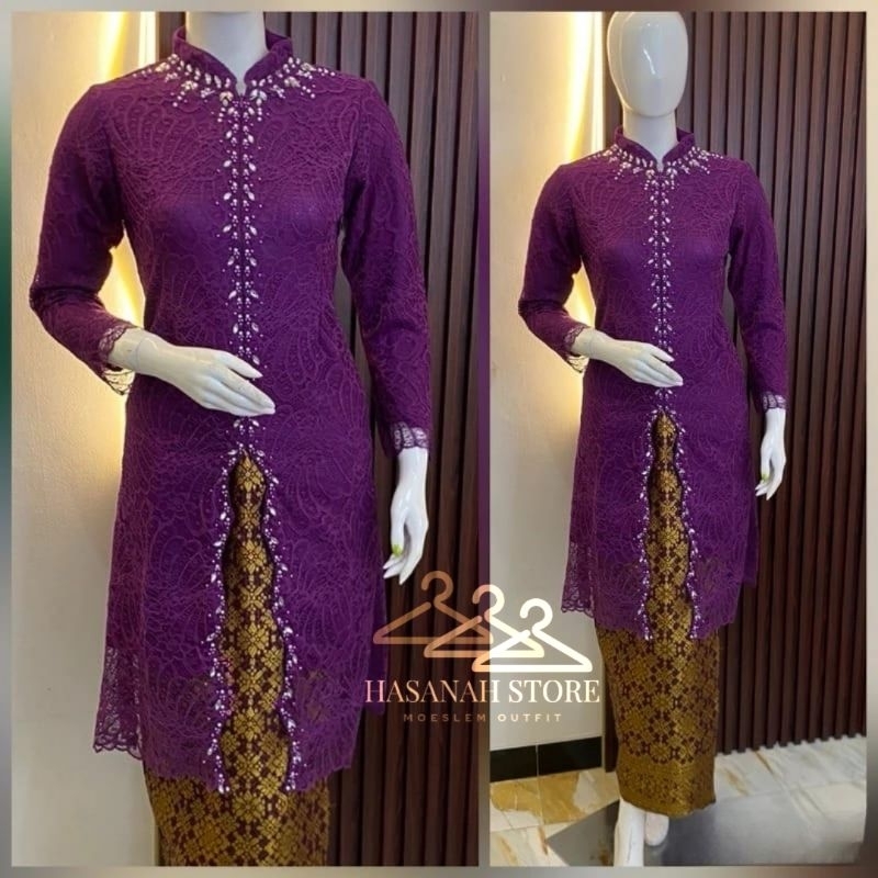 Kebaya Brokat Busui Modern / Kebaya Pesta Besan / Brokat Payet Songket / Kebaya Burgandi Modern / Se