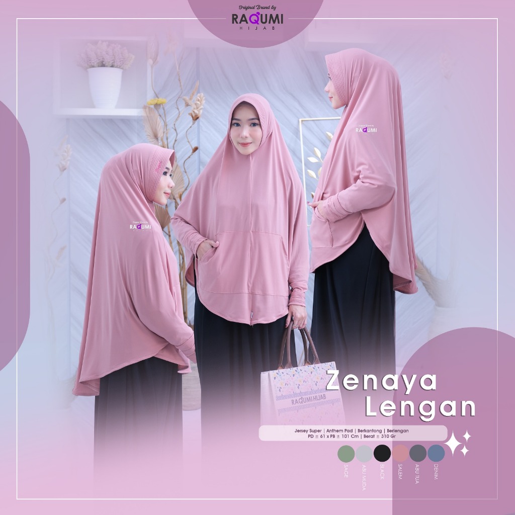 Zenaya Lengan Original Raqumi Hijab Lengan Raqumi Zenaya Raqumi Hijab Instan Lengan  Jersey Super Hi
