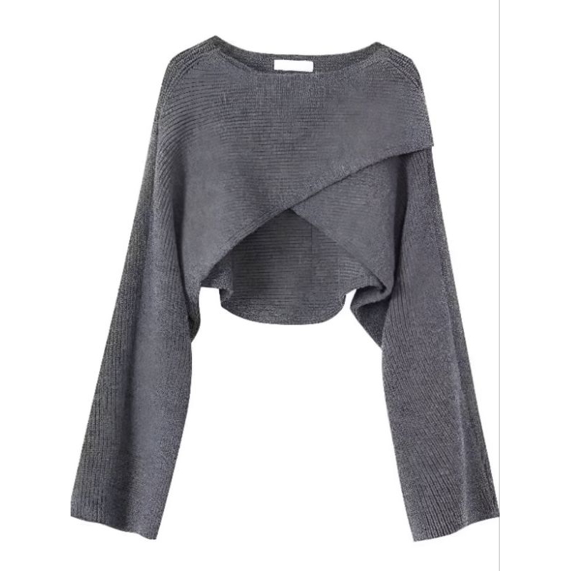 Sweater Knit Rajut Crop Lengan Panjang Shea Baju Atasan Kaos Rajut Wanita Oversize Jumbo