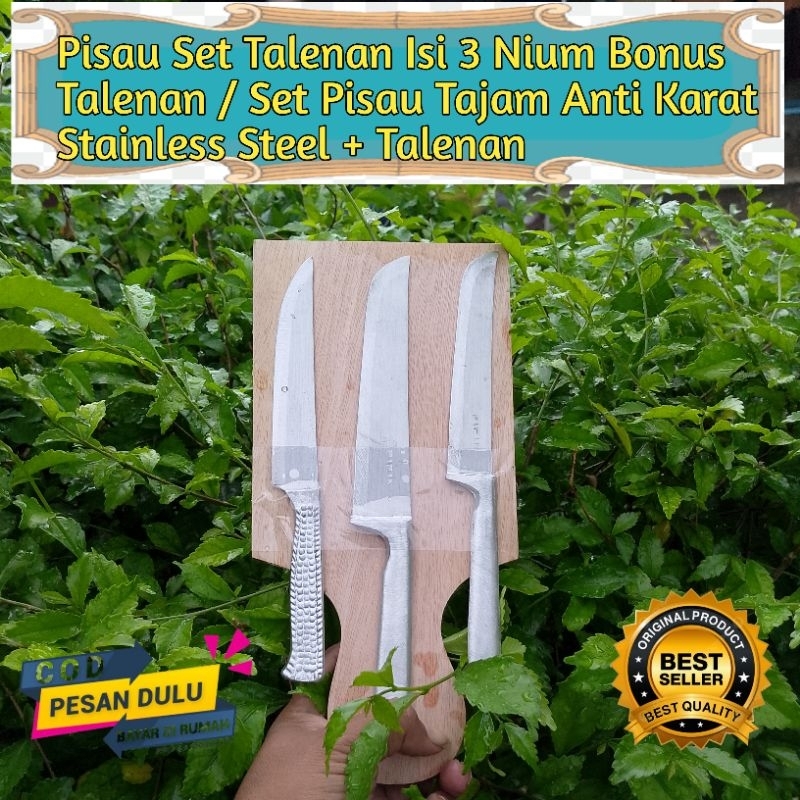 Pisau set Talenan Isi 3 nium / Pisau Premium / set pisau Dapur / paket pisau