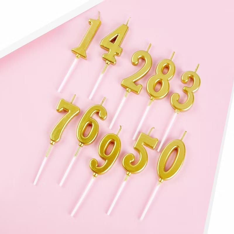 Lilin Angka / Hiasan Lilin Kue Ulang Tahun Emas 1pcs / Happy Birthday Number Candle