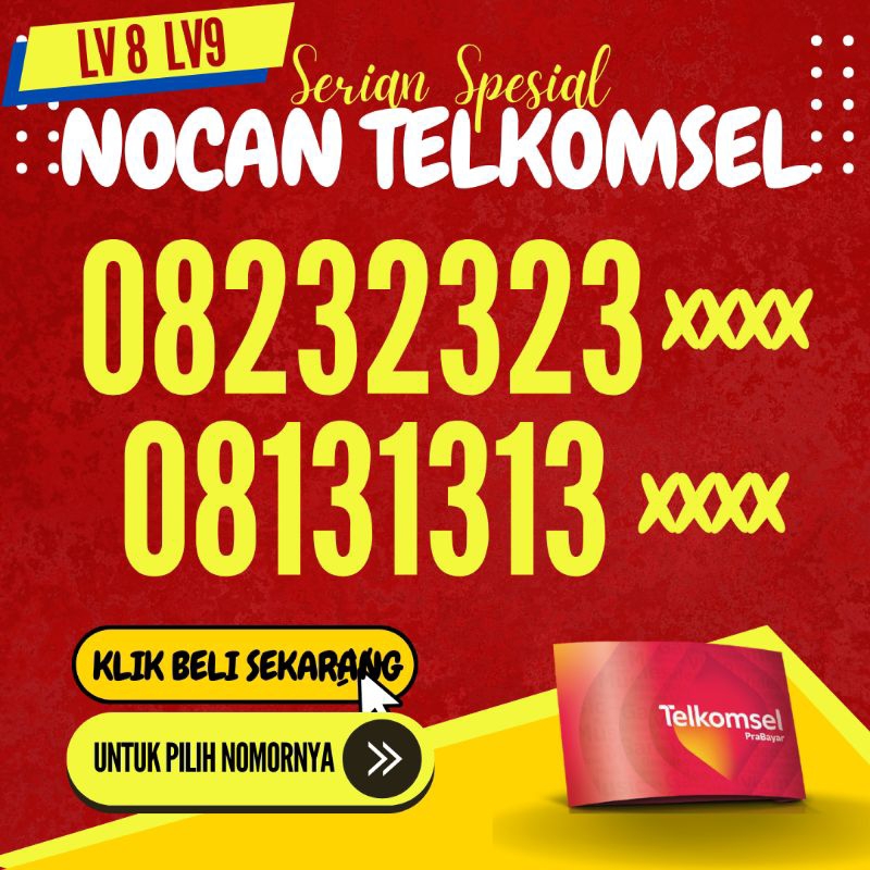 Nomer Cantik Simpati Serian 232323 Kode LV8 LV9 Kartu Perdana No Cantik Telkomsel Simpati ABABAB