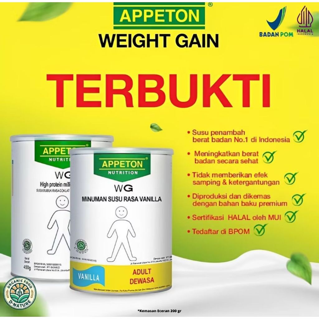 

APPETON WG Premium Original Susu Menambah Berat Badan Halal BPOM