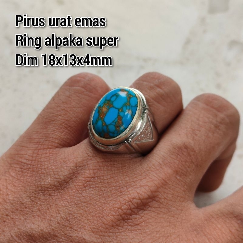 CINCIN PRIA BATU PIRUS URAT EMAS RING ALPAKA SUPER