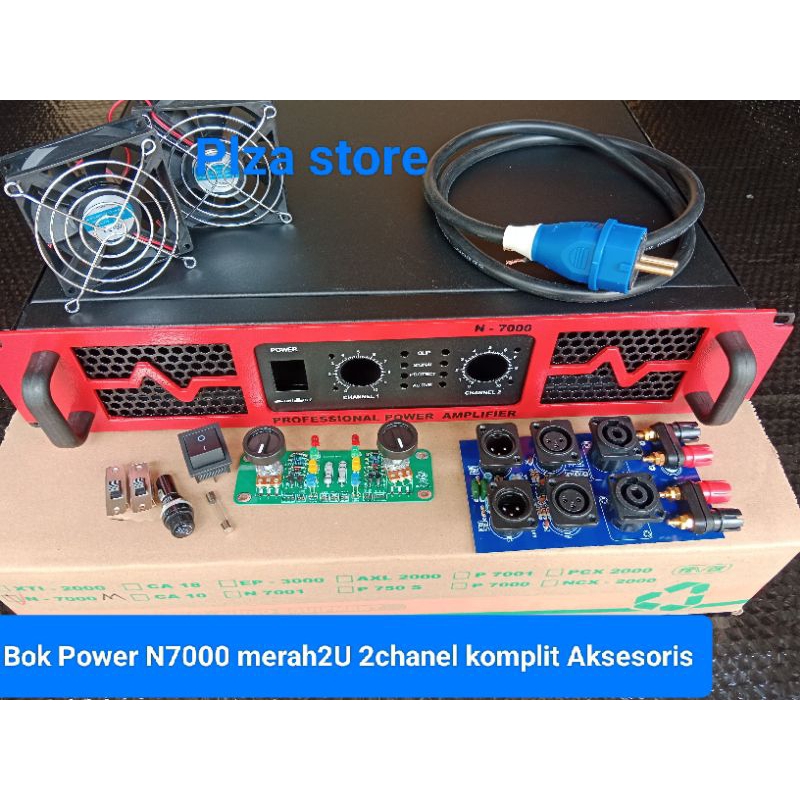 Bok power N7000 Merah 2U 2 chanel komplit aksesoris box N7000 ukuran 2U lengkap aksesoris Bok power 