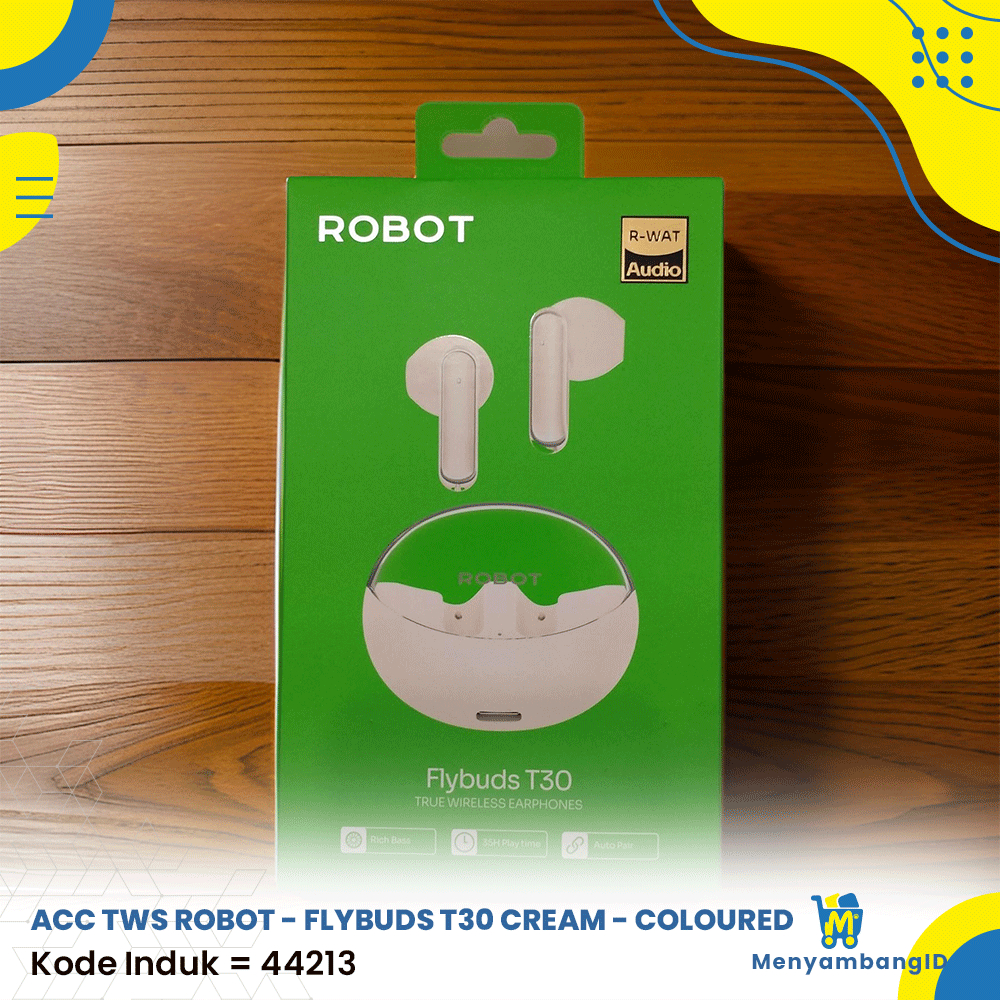 44213 | ROBOT TWS Wireless Earphone Flybuds T30 TWS Case Transparan Bluetooth 5.3