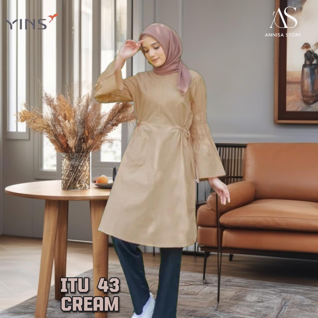 BAJU BLUS TUNIK REMAJA WANITA INSPIRE YINS ITU 43 CREAM / BAJU COCOK UNTUK KULIAH/KERJA