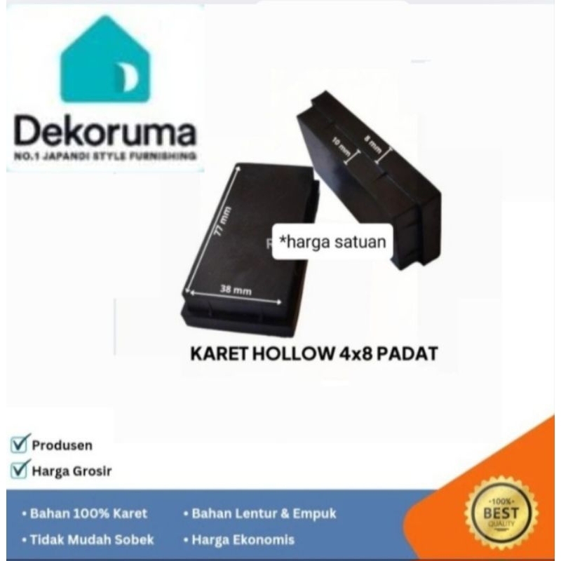 Karet Hollow 4x8 Tutup hollo Hollow Baja Ringan kaki kursi meja kotak