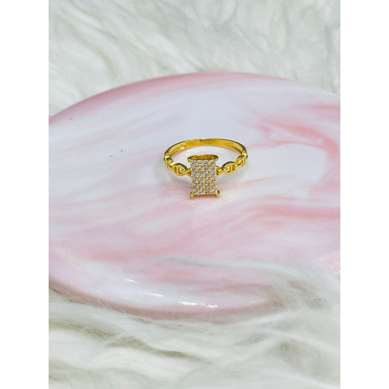 cincin kotak persegi permata uk 15 emas asli kadar 875