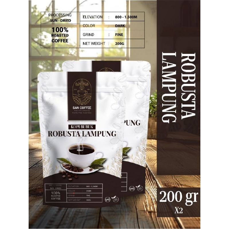 

Kopi Robusta Lampung San Cofee 200gr (X2) (Kualitas Premium)