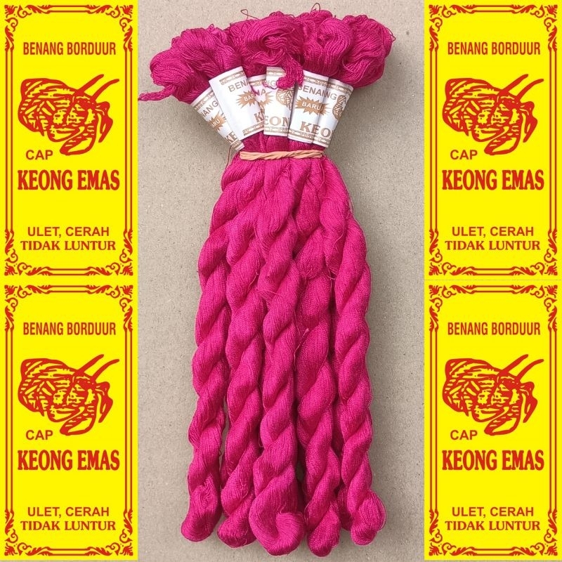 WARNA : M18 (Merah Mawar) 10 KEPALA/IKAT/PLINTIR Benang Kain Tenun Bordir borduur Merk Keong Emas To