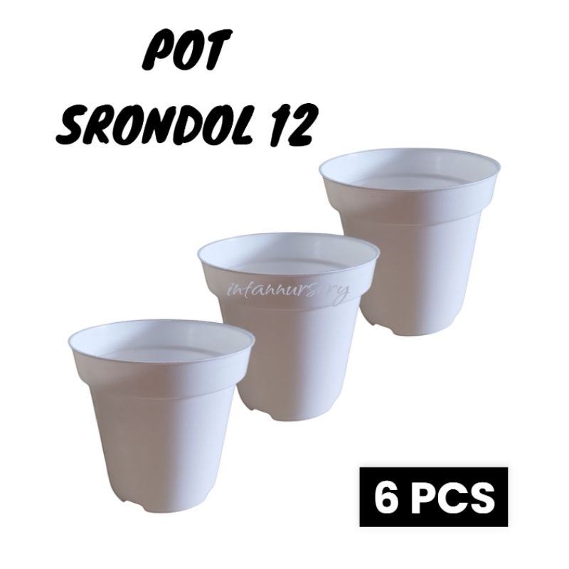 Pot Srondol 12 Putih ( 6 PCS ) Pot Tinggi Pot Srondol Putih Pot Bunga Tinggi