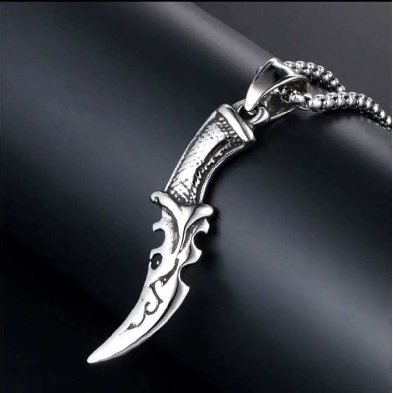 Kalung Titanium Pisau Combat Knife - Aksesori Gaul Fashion Unisex