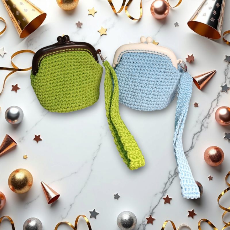 Dompet Koin Rajut / Dompet Rajut Behel Frame / Dompet Wanita