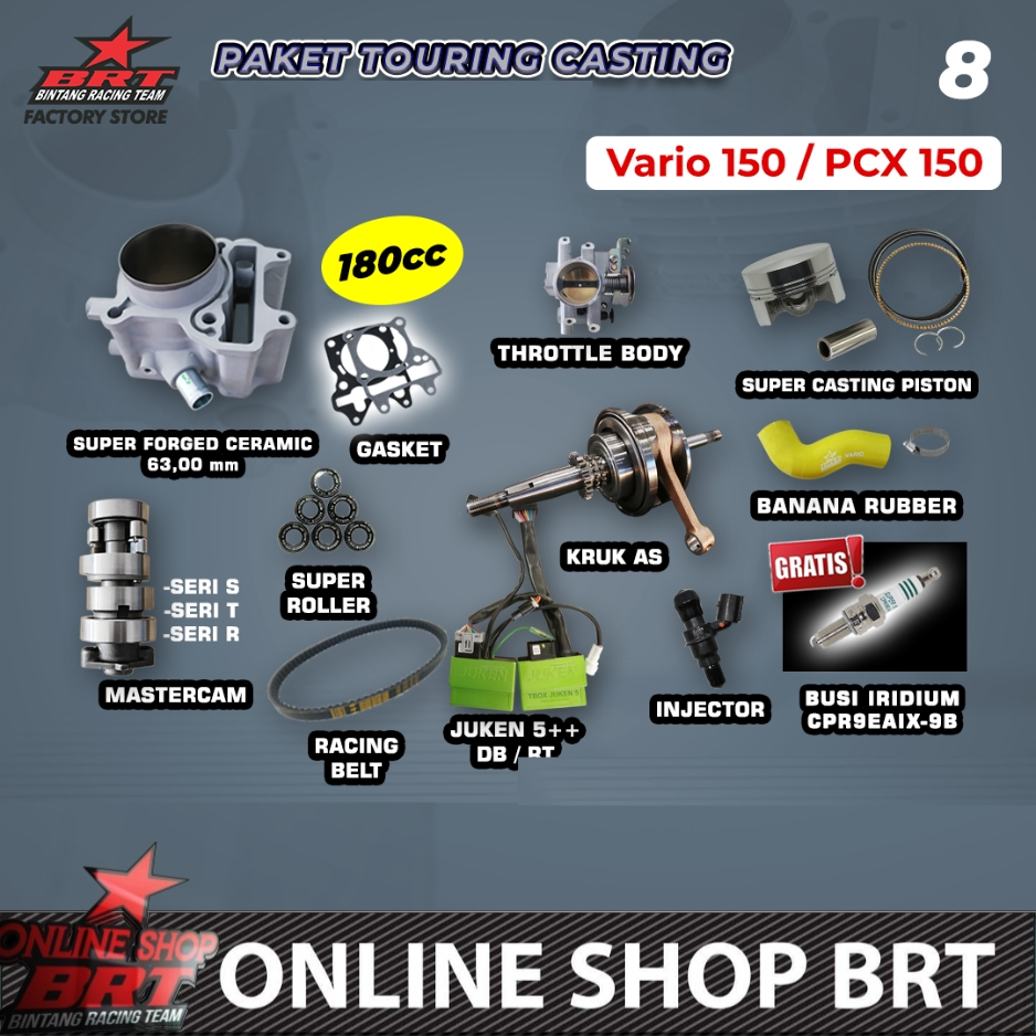 PAKET BORE UP TOURING CASTING 8 BRT VARIO 125 VARIO 150 PCX 150 ADV 150