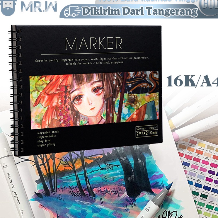 

Baru Sampai Marker Pad 5 Sheets Marker Pen Drawing Paper A4 Hard Cover Sketchbook Untuk Copic Dan Promarker