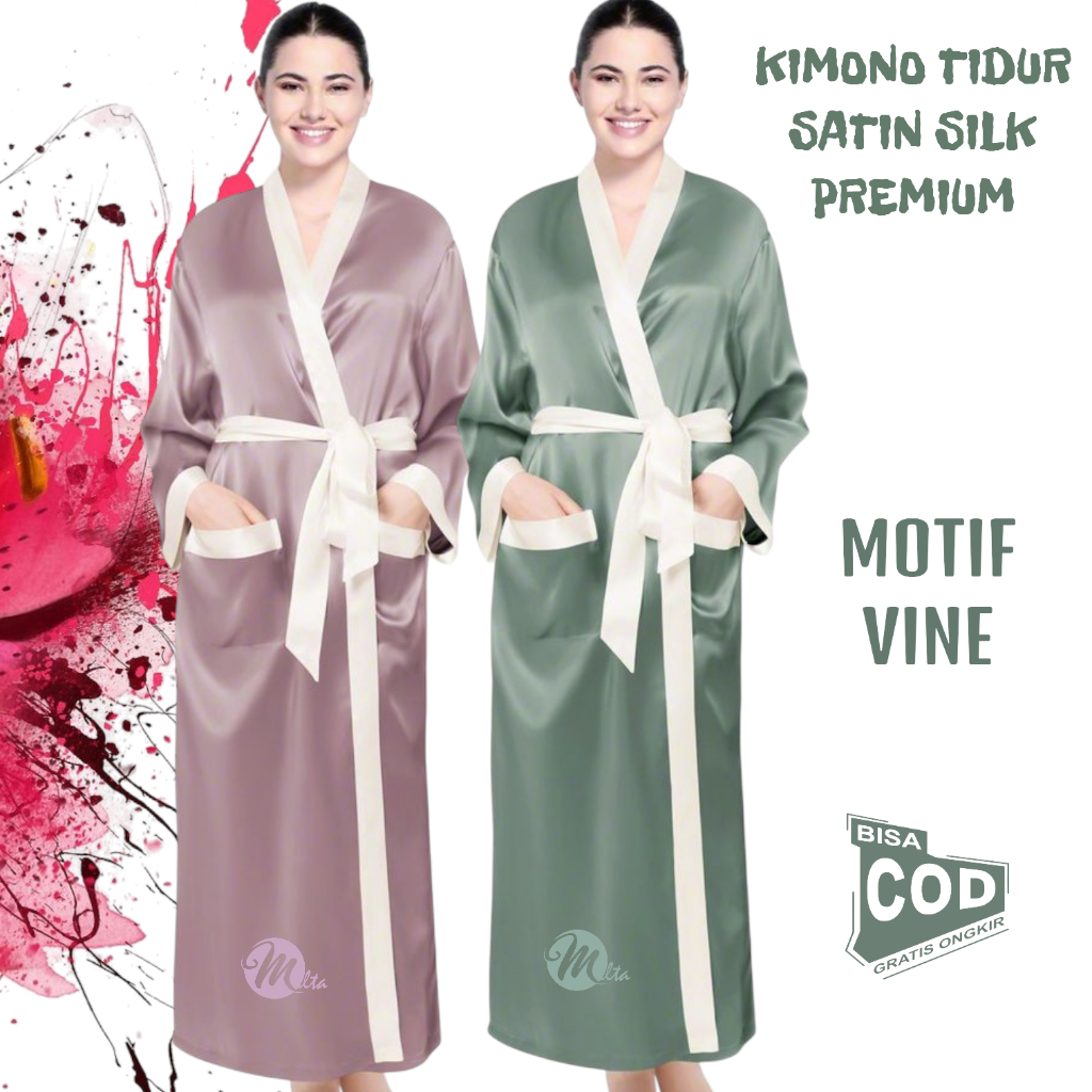 KIMONO TIDUR SATIN SILK PREMIUM MOTIF VINE