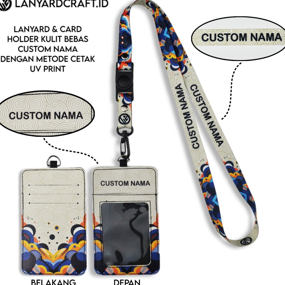 

Garansi Pemesanan V4 Id Card Holder Leather Custom Lanyard Custom Nama Abstract Series Gantungan Tali Lanyard Holder Id Card Kulit UV Print