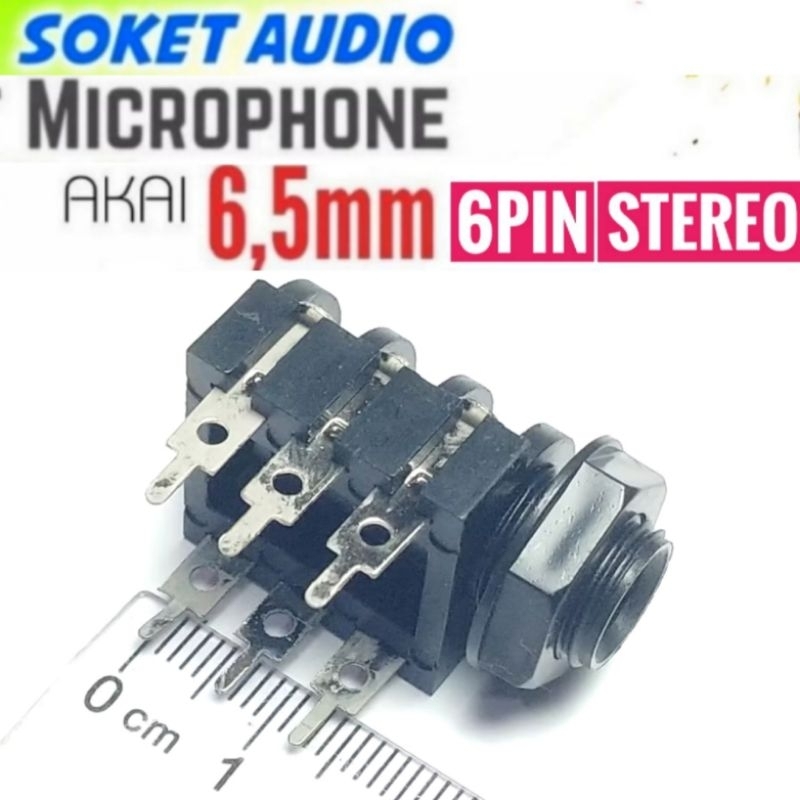 Jack Soket Mic Stereo Akai Toa 6.5mm 6 Pin Kelabang Microphone Headphone Audio