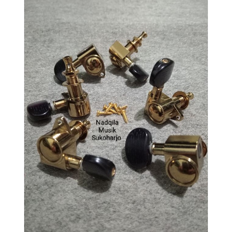 Serbu Stock Driyer Grover Tuning Peg Tuning Key Tuner Machine Pemutar Senar Gitar Akustik 1 Set 6pcs