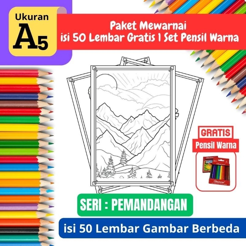 

[Whispers] EDISI PEMANDANGAN Promo Termurah Paket Mewarnai isi 50 Lembar Gratis 1 Set Pensil Warna