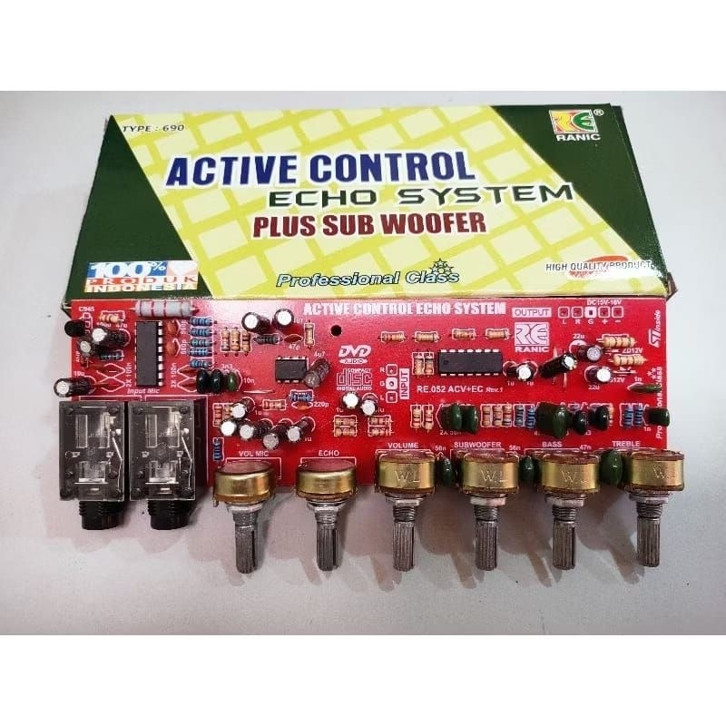 Kit tone control stereo mic echo subwoofer karaoke