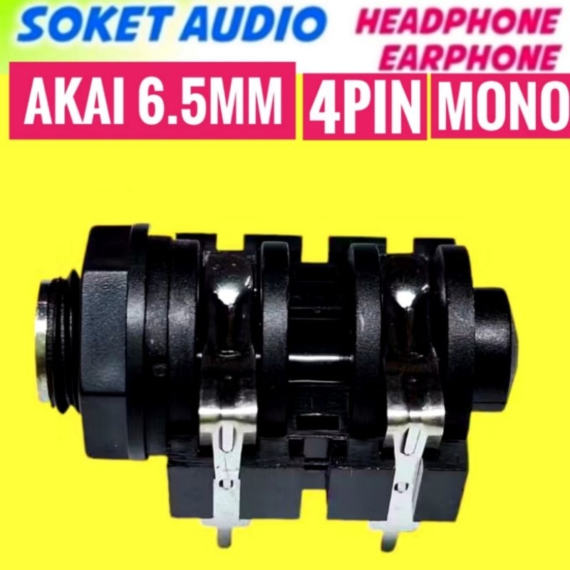 Jack Soket Mic Mono Akai Toa 6.5mm 4 Pin Kelabang Microphone Headphone Audio