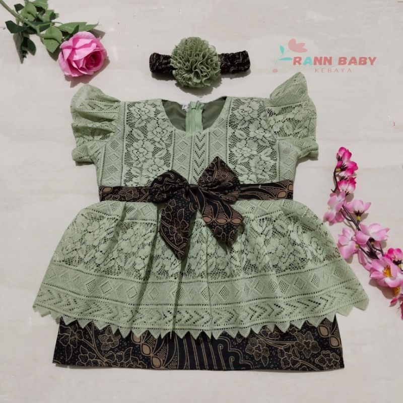 KEBAYA BAYI / KEBAYA ANAK / SETELAN KEBAYA ANAK MODEL SETELAN DRESS warna Hijau Sage Sage Green
