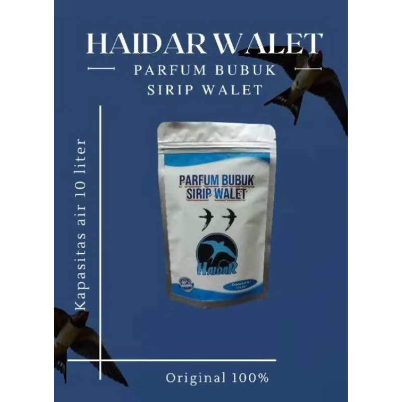 HAIDAR WALET - PARFUM BUBUK SIRIP WALET untuk memancing burung walet segera membuat sarang / parfum 