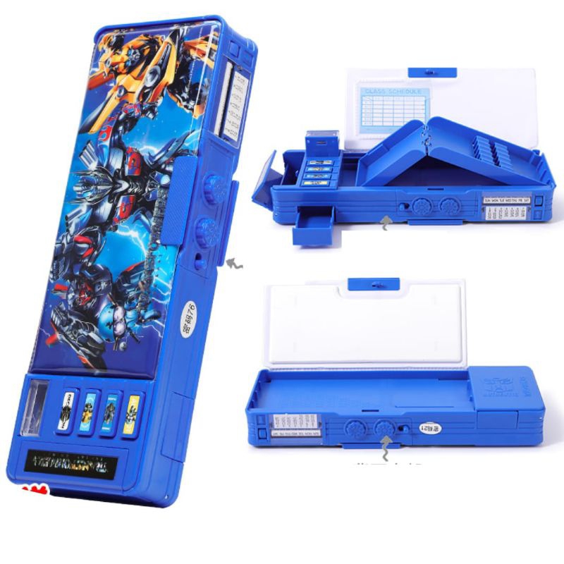 

kotak pensil transformers kode sandi biar aman ada 4 tombol untuk membuka penyimpanan pensil