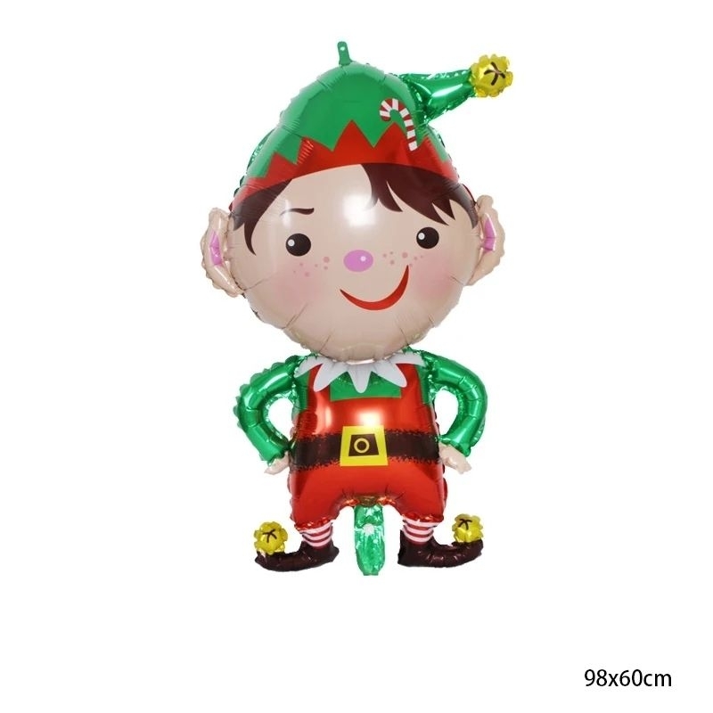 Miawmiaw_Id Balon Foil Elf Jumbo Peri Natal Merry Christmas Boneka Anak Santa Claus Hijau Merah