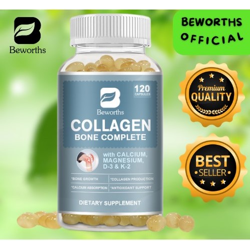 BEWORTHS Kapsul Lengkap Tulang Kolagen dengan Kalsium Tanaman Magnesium Vitamin D3 & K2 untuk