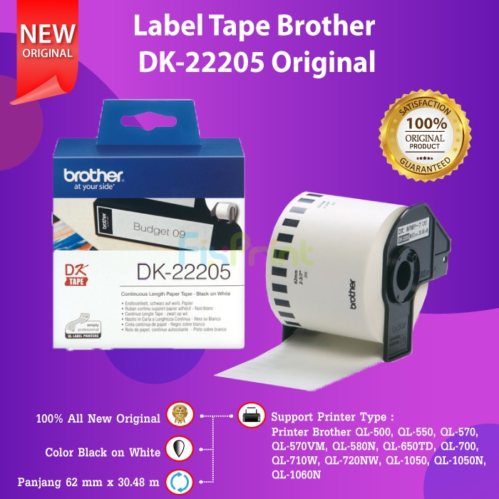

FixPrint FixPrint Label Tape Brothr DK-22205 Continuous Length Paper Tape DK22205 22205