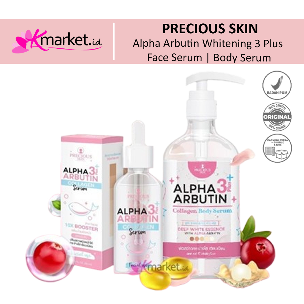 [BPOM] Precious Skin Alpha Arbutin Whitening 3 Plus Face Serum | Body Serum