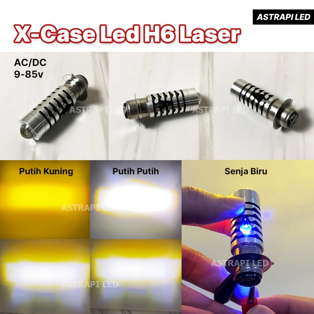 Xcase Lampu Depan Motor LED H6 Mini Laser Putih Kuning Beat MIO Supra Vario