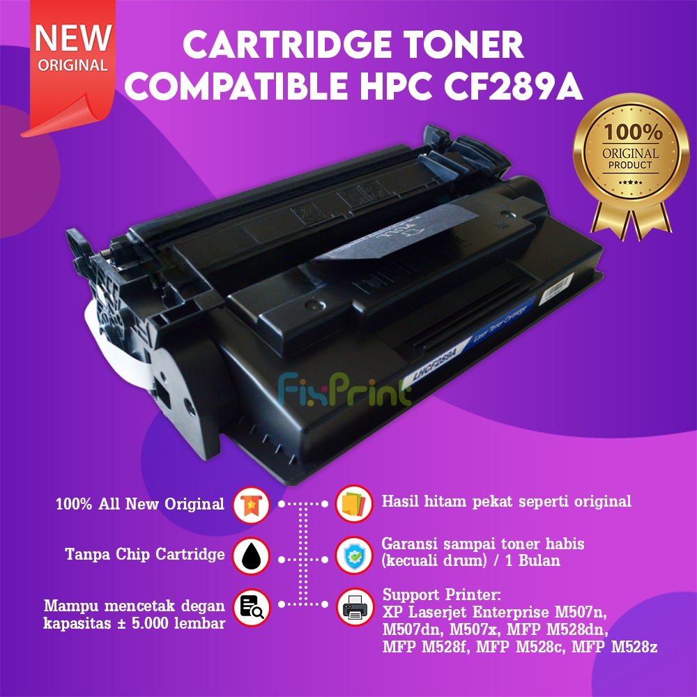 FixPrint Cartridge Toner Compatible  CF289A 89A Printer M507n M507dn No Chip Reset