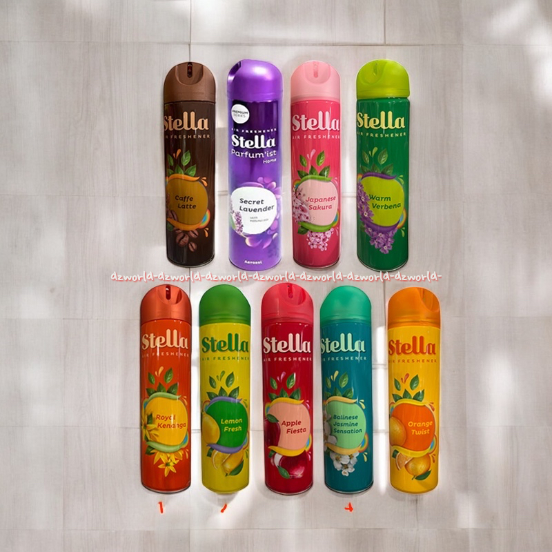 Stella 400ml Air Freshener Royal Kenanga Lemon Fresh Apple Fiesta Balinese Jasmine Orange Twist Coff