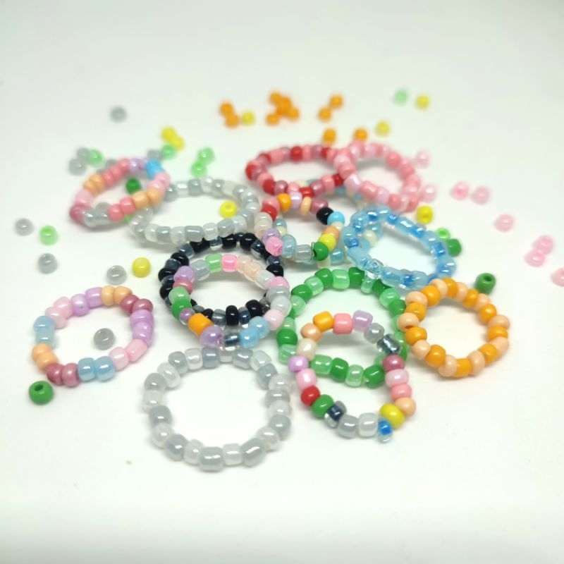 Beads Ring || Cincin manik manik korea isi 6pcs || Paket cincin murah || Cincin Kpop
