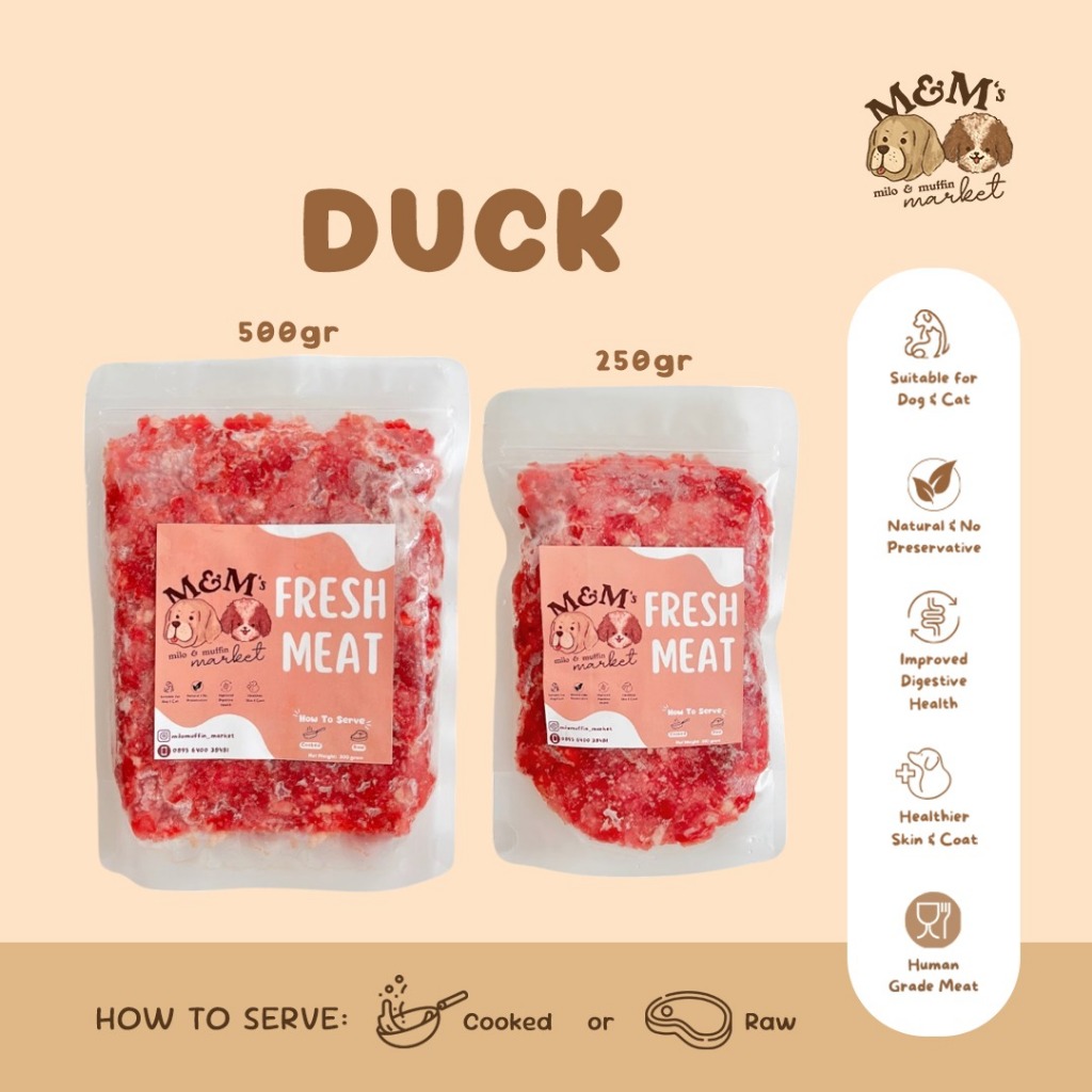Daging Bebek Segar Human Grade untuk Anjing & Kucing