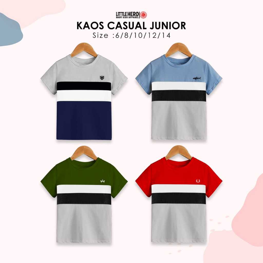 Baju Kaos Atasan Distro Casual Anak Laki-laki / Kaos Cowok Junior Remaja Motif keeren by Little Hero