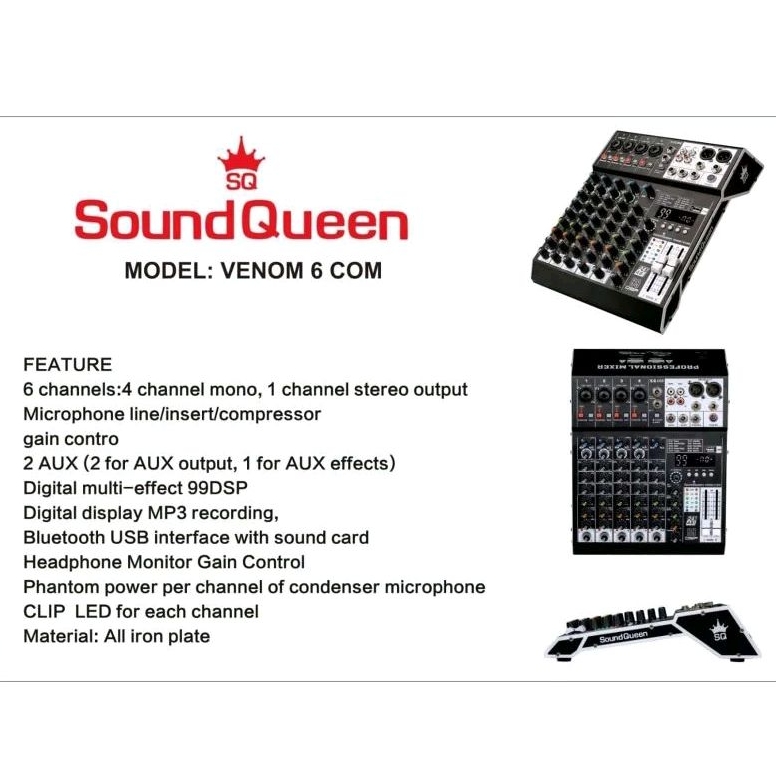 Mixer SoundQueen Venom 6/ Venom6 - 6 Channel