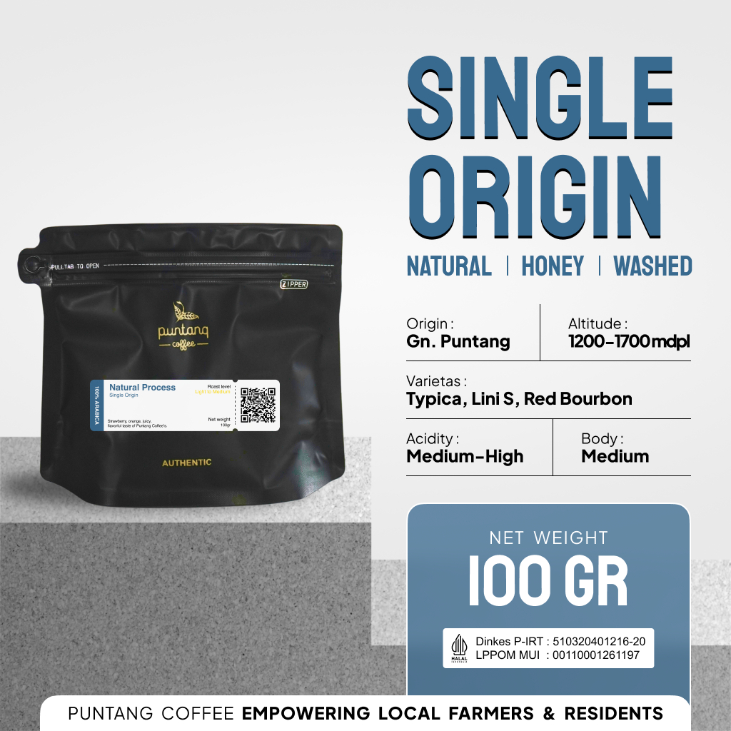 

bubuk/biji Kopi hitam/black coffee arabika Single origin puntang coffee 100gr natural/honey/washed Cocok Untuk seduh V60