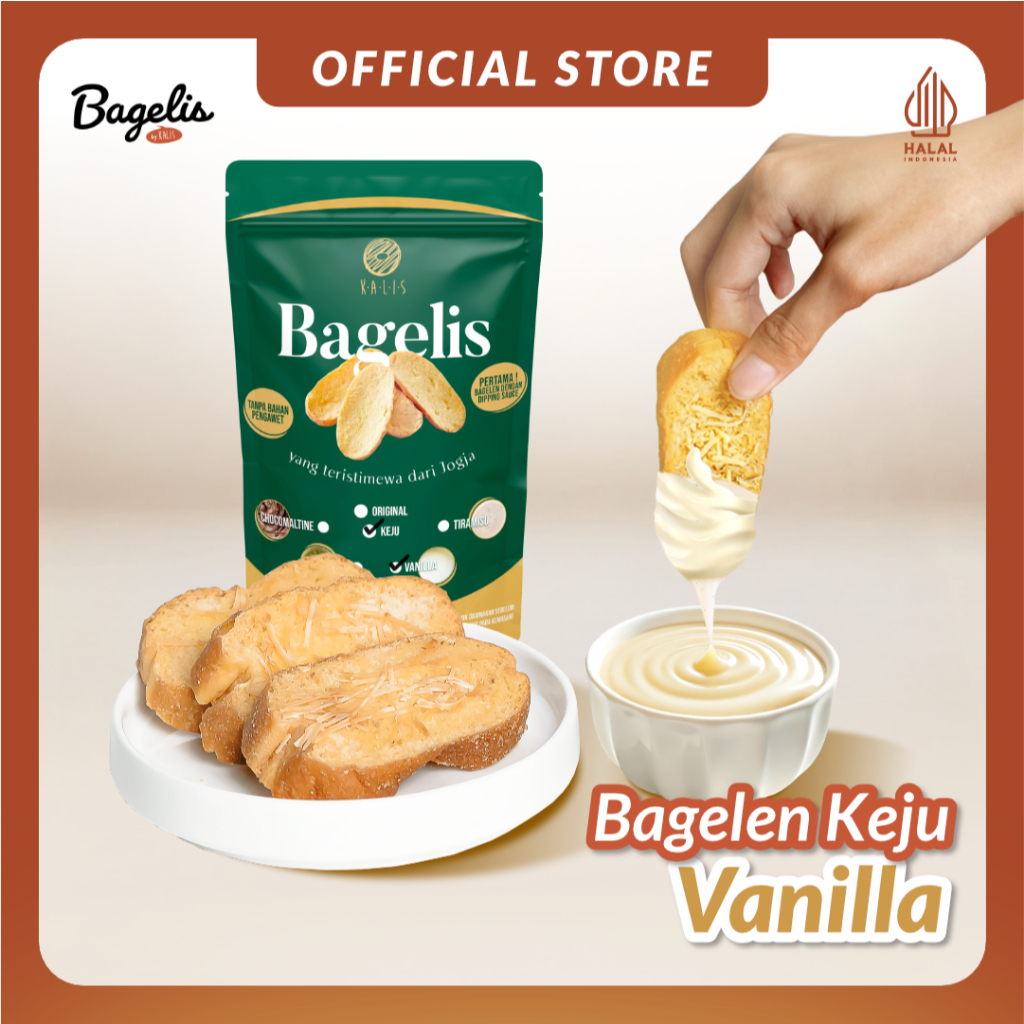 

BAGELIS KEJU Cocol Vanilla | Roti Kering Bagelen Cheese | Kue Kering Bagelan 160g