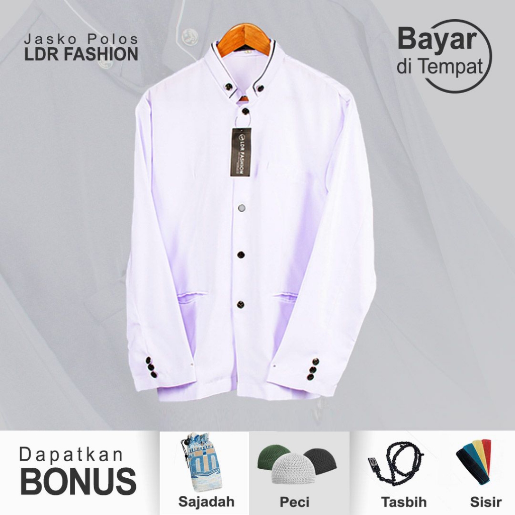 Baju Koko Dewasa Lengan Panjang Model Jasko Jas Koko Warna Putih Murah Berkualitas