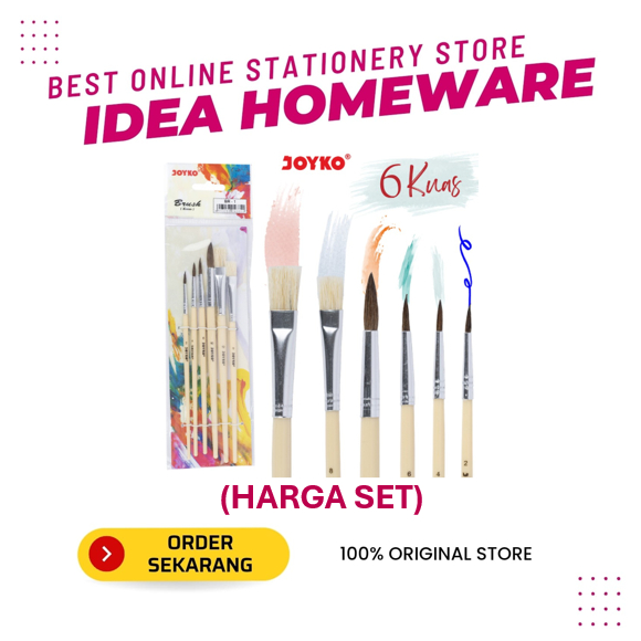 

Brush Kuas Lukis Cat Air Acrylic Joyko BR 1 - Set isi 6 pc