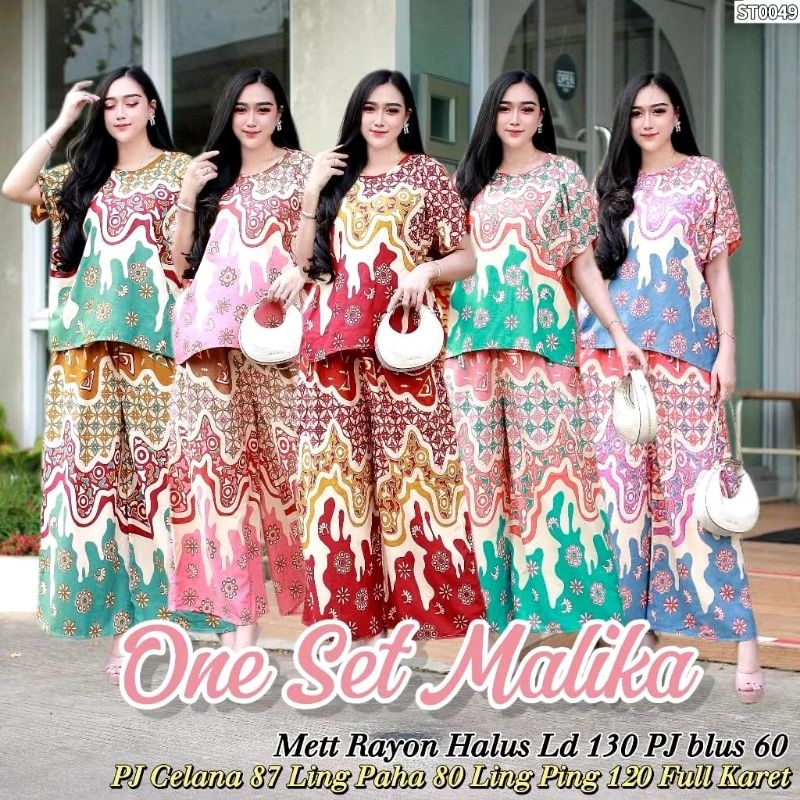 Oneset Malika//Setcel Malika by Jessa//Daster Batik Premium//Daster Jessa//Daster Rayon//Daster Bati