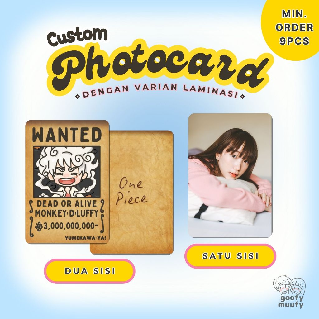 Goofymuufy Cetak Photocard Custom Freebies Photocard Kpop Photocard Anime Tebal Laminasi Glitter Hol