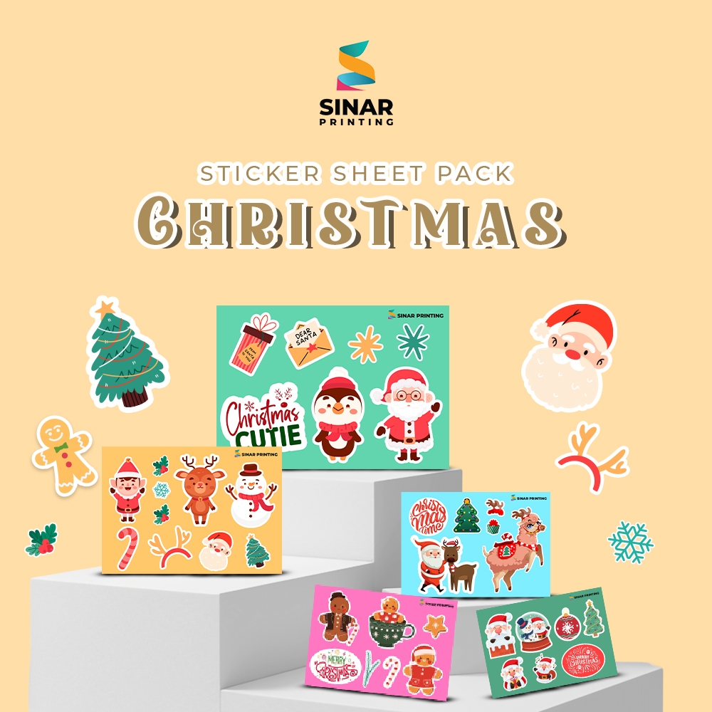 

SINAR PRINTING - Sticker Set Merry Christmas / Sticker Pack Natal / Sticker Dekorasi Hampers Natal / Sticker Natal tempelan dekorasi